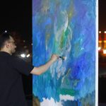 حسن روح‌الامین در واکنش به جنایت رژیم صهیونیستی اثری ترسیم می‌کند